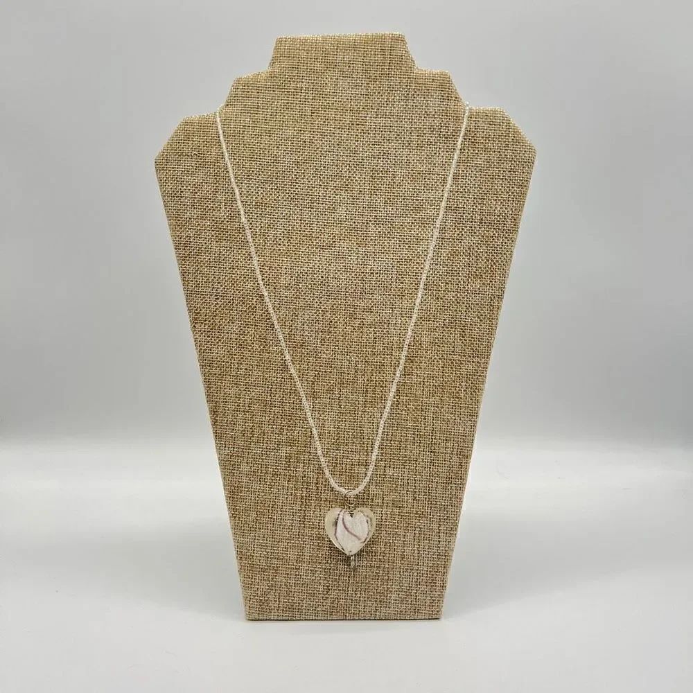 Diochroc Glass Heart and Glass Bead Necklace in Silver and Copper